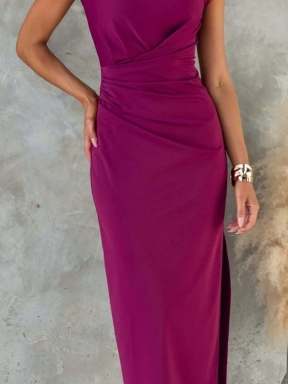 Magenta Sleeveless Maxi Dress in Deep Fuchsia